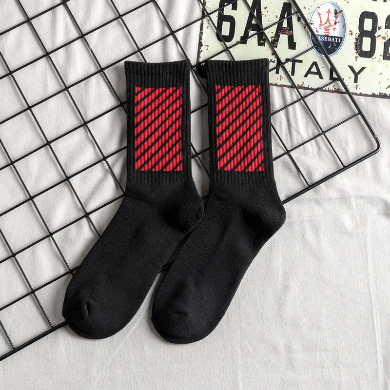 Towel Bottom High Tube Cotton Socks Black and White Basketball Socks Tide Socks