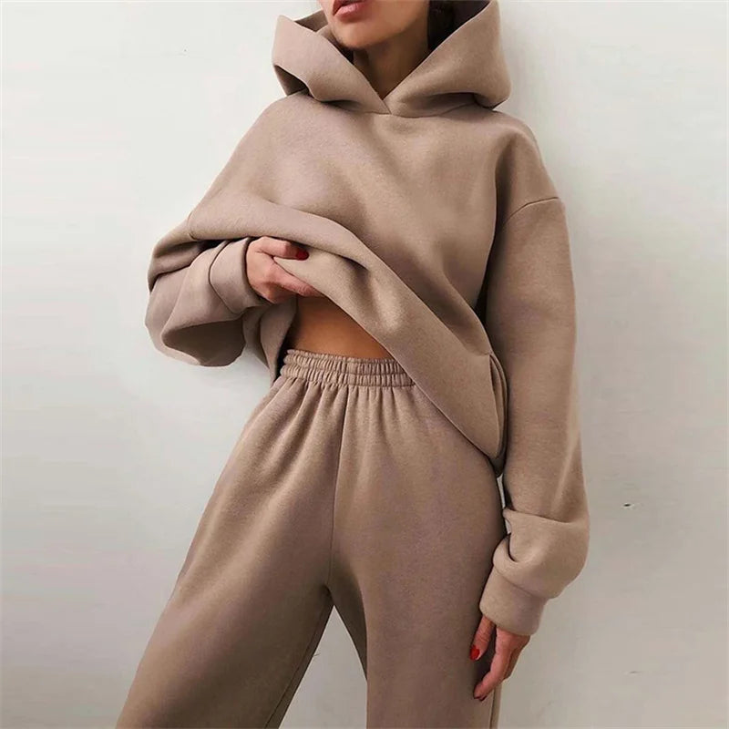 Women's Tracksuit Suit Autumn Fashion Warm Hoodie Oversized