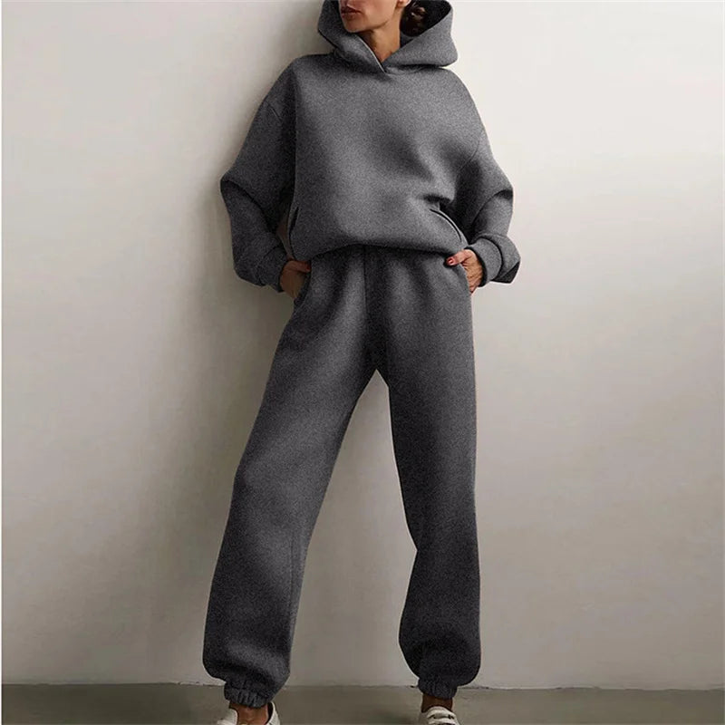Women's Tracksuit Suit Autumn Fashion Warm Hoodie Oversized