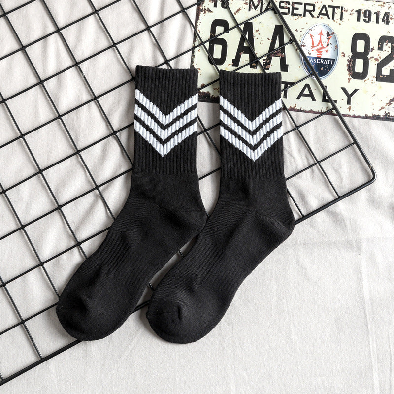 Towel Bottom High Tube Cotton Socks Black and White Basketball Socks Tide Socks
