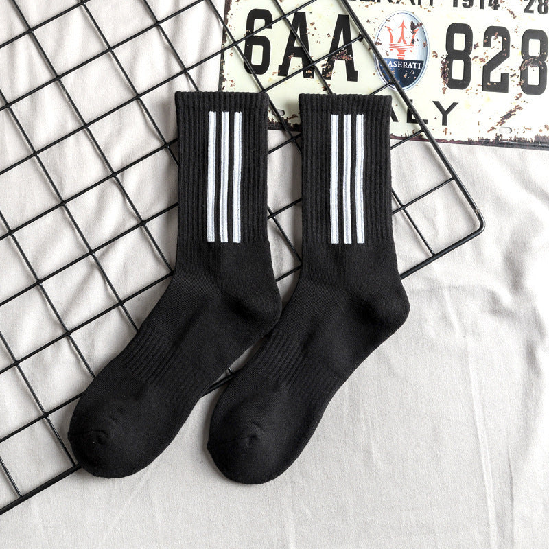 Towel Bottom High Tube Cotton Socks Black and White Basketball Socks Tide Socks