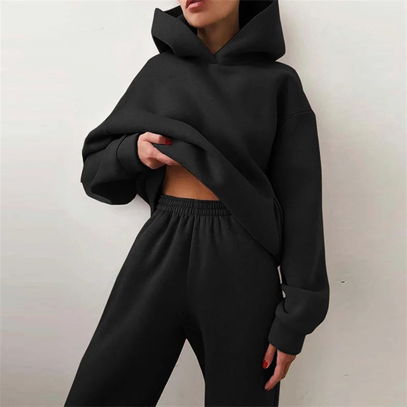 Women's Tracksuit Suit Autumn Fashion Warm Hoodie Oversized