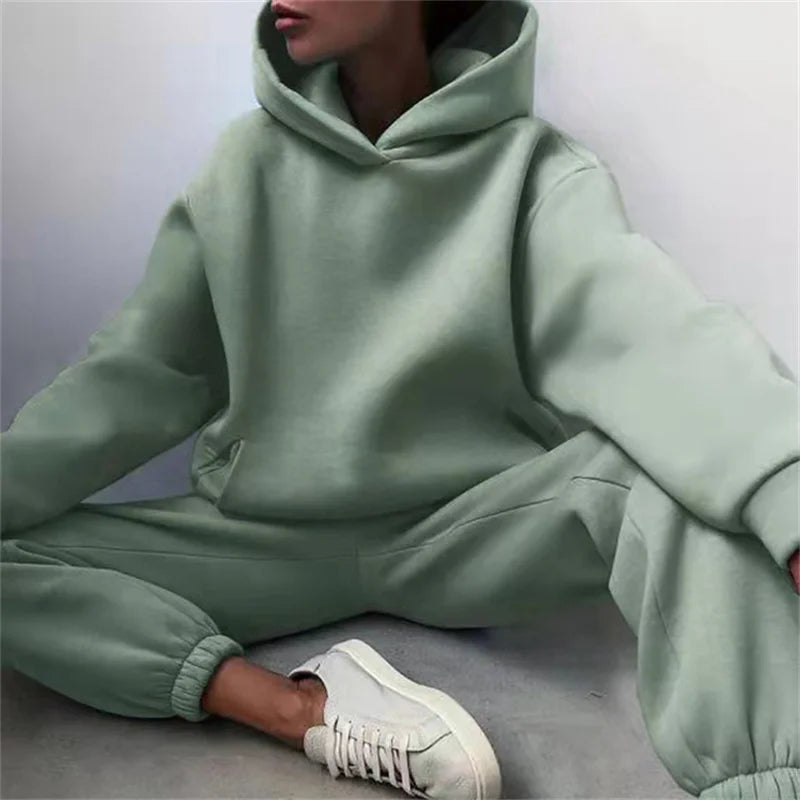 Women's Tracksuit Suit Autumn Fashion Warm Hoodie Oversized