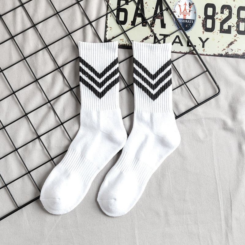 Towel Bottom High Tube Cotton Socks Black and White Basketball Socks Tide Socks