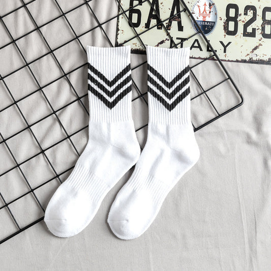 Towel Bottom High Tube Cotton Socks Black and White Basketball Socks Tide Socks