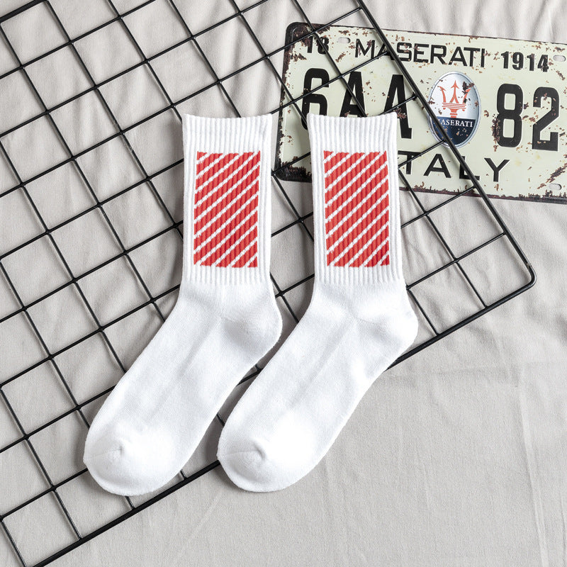 Towel Bottom High Tube Cotton Socks Black and White Basketball Socks Tide Socks