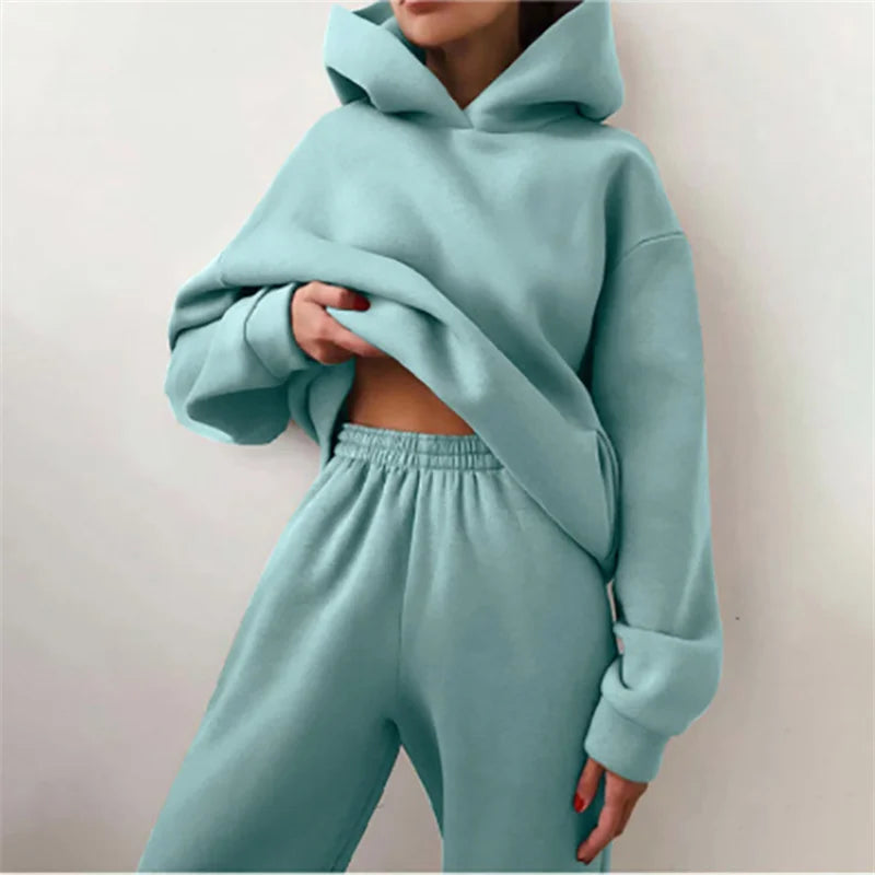 Women's Tracksuit Suit Autumn Fashion Warm Hoodie Oversized